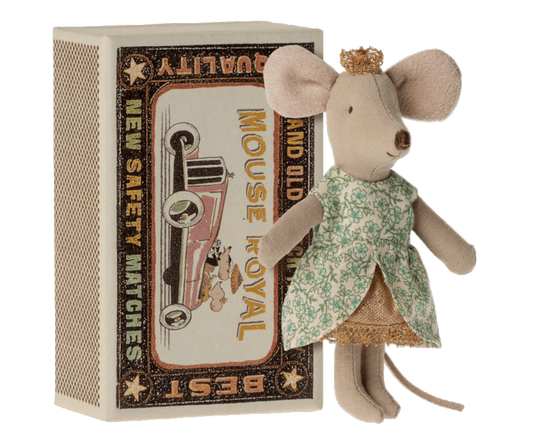 Maileg Princess mouse, Little sister in matchbox 17-2100-01